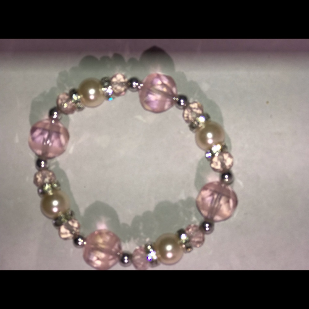 Pink and white bracelet